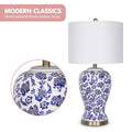Sarantino Ceramic Table Lamp Floral Base Cotton Shade