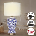 Sarantino Ceramic Table Lamp Floral Base Cotton Shade