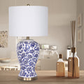 Sarantino Ceramic Table Lamp Floral Base Cotton Shade
