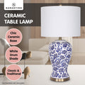 Sarantino Ceramic Table Lamp Floral Base Cotton Shade