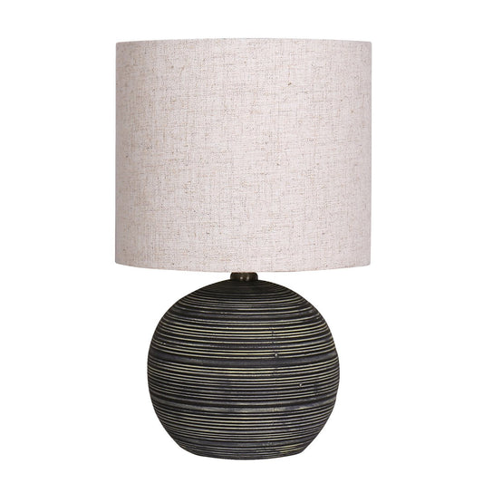 Sarantino Ceramic Table Lamp Striped Antique Black
