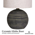 Sarantino Ceramic Table Lamp Striped Antique Black