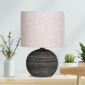 Sarantino Ceramic Table Lamp Striped Antique Black