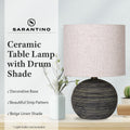 Sarantino Ceramic Table Lamp Striped Antique Black