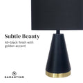 Sarantino Metal Table Lamp Black Gold 60cm