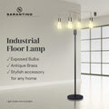 Sarantino 4-Arm Industrial Floor Lamp Exposed Bulb