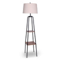 Sarantino Metal Etagere Floor Lamp Wood Shelf Storage
