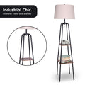 Sarantino Metal Etagere Floor Lamp Wood Shelf Storage