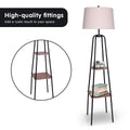 Sarantino Metal Etagere Floor Lamp Wood Shelf Storage