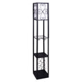 Sarantino Metal Floor Lamp Wine Holder Shelf Storage