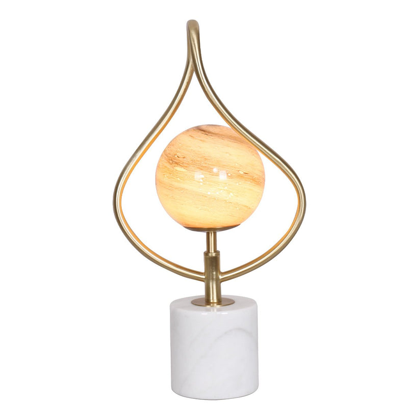 Sarantino Orange Glass Table Lamp White Marble Base