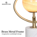 Sarantino Orange Glass Table Lamp White Marble Base