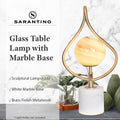 Sarantino Orange Glass Table Lamp White Marble Base