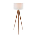 Sarantino Metal Tripod Floor Lamp Drum Shade Wooden Finish