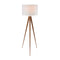 Sarantino Metal Tripod Floor Lamp Drum Shade Wooden Finish