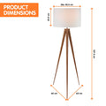 Sarantino Metal Tripod Floor Lamp Drum Shade Wooden Finish
