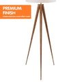 Sarantino Metal Tripod Floor Lamp Drum Shade Wooden Finish