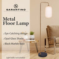 Sarantino Metal Floor Lamp Opal Glass Shade