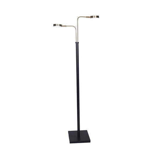 Sarantino LED Floor Lamp 2 Lights Brushed Gold Black 80cm