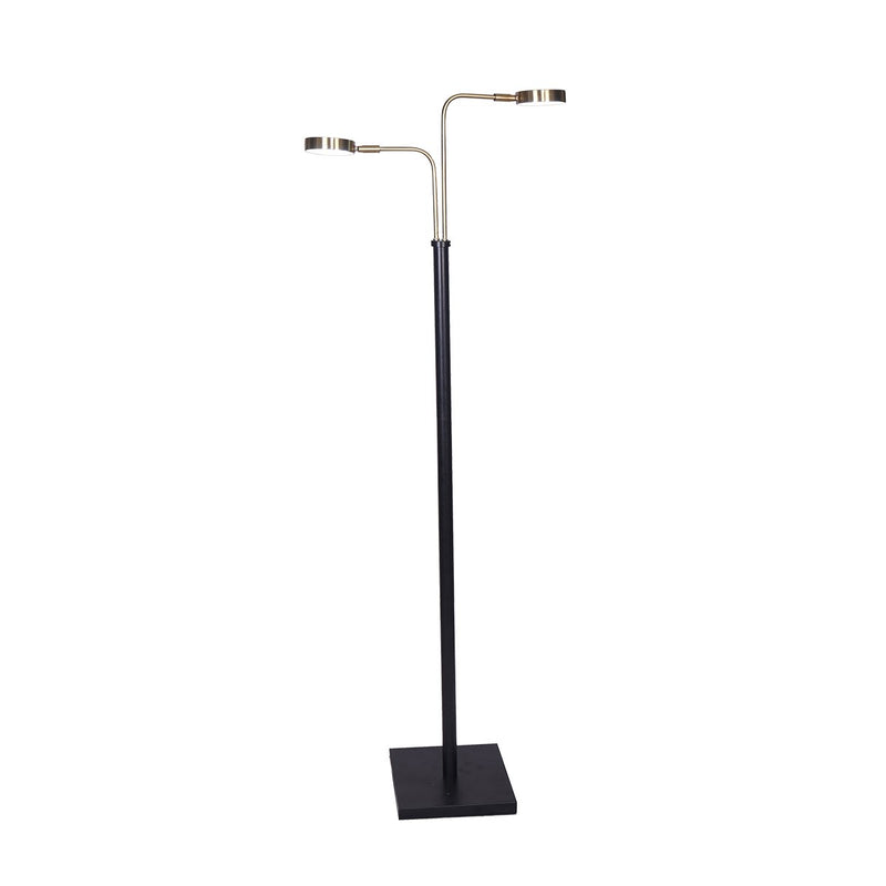 Sarantino LED Floor Lamp 2 Lights Brushed Gold Black 80cm