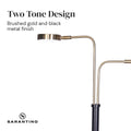 Sarantino LED Floor Lamp 2 Lights Brushed Gold Black 80cm