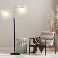 Sarantino LED Floor Lamp 2 Lights Brushed Gold Black 80cm