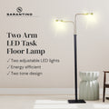 Sarantino LED Floor Lamp 2 Lights Brushed Gold Black 80cm