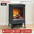 Dimplex Laverton 2kW Freestanding Electric Fireplace Stove Heater, 3D Optiflame Effect, Remote Control, Matte Black