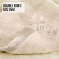 Laura Hill Mink Blanket QUEEN Beige DOUBLE Sided 600GSM