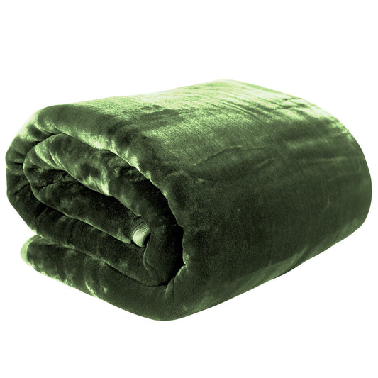 Laura Hill 600gsm Faux Mink Blanket Queen Green Double-sided