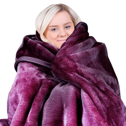 Laura Hill Mink Blanket Queen Purple Double Sided Faux Plush