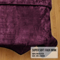 Laura Hill Mink Blanket Throw Purple DOUBLE Sided QUEEN Size Soft Plush Bed Faux Rug