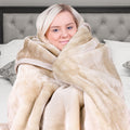 Laura Hill 800gsm Faux Mink Throw Blanket QUEEN 220x240cm Cream