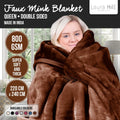 Laura Hill 800-GSM Mink Blanket Gift Boxed Queen Size Double-Sided Soft Plush Bed Faux Throw Rug Chocolate