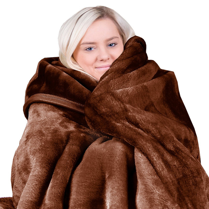 Laura Hill Faux Mink Blanket 800GSM Double Chocolate