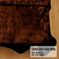 Laura Hill Faux Mink Blanket 800GSM Double Chocolate