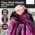 Laura Hill Faux Mink Throw 220x240cm Purple 800gsm Heavy