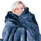 Laura Hill 800gsm Faux Mink Throw 220x240cm Queen Blue Double-sided