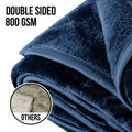 Laura Hill 800gsm Faux Mink Throw 220x240cm Queen Blue Double-sided