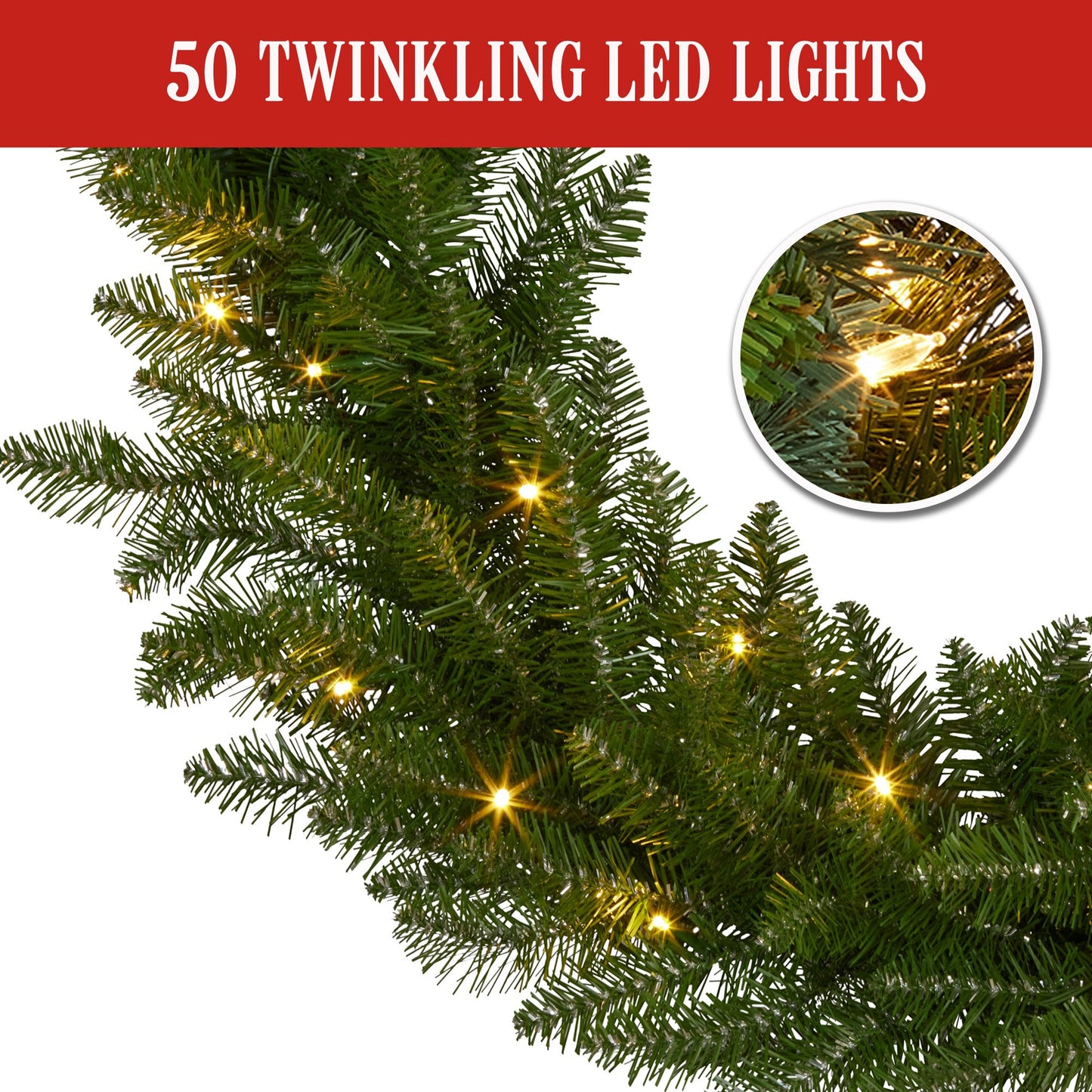 Christabelle 2.74m Christmas Garland with LED Lights Dunhill Shimmer Fir Tree Decoration Ornament