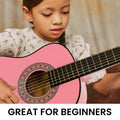 Karrera 34in Acoustic Guitar Kids Pink Wooden