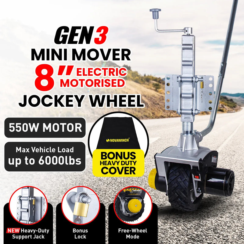 Novawinch Mini Mover 12v 550w Gen3 Electric Motorised Jockey Wheel