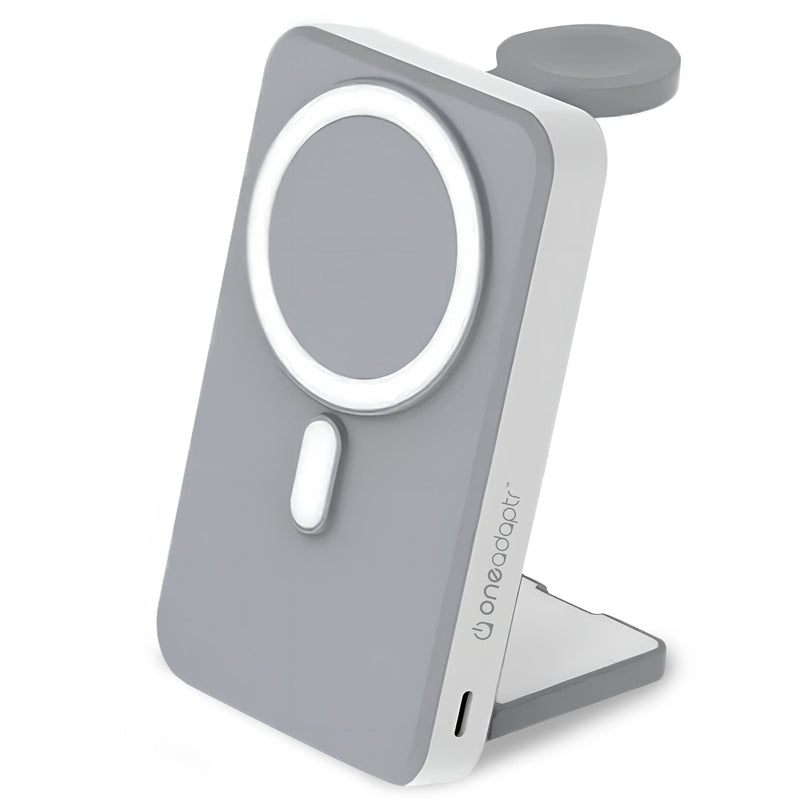 OneAdaptr OneGo 5 in 1 MagSafe Grey Charging Stand Power Bank