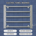 Pronti Electric Heated Towel Rail 90cm Silver Bathroom Warmer