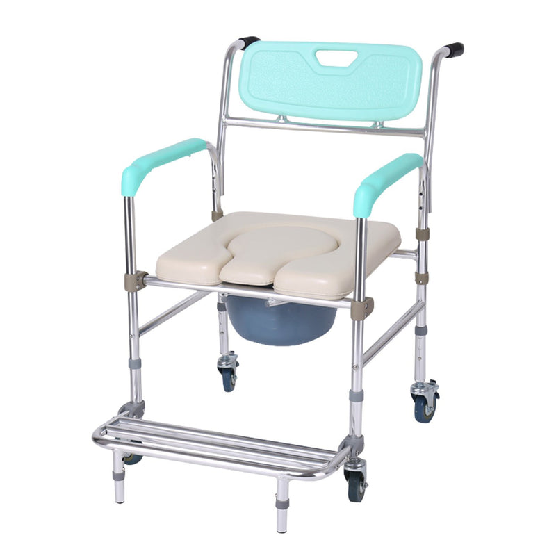 Orthonica Commode Chair Aluminium Castors Footrest Soft Handles