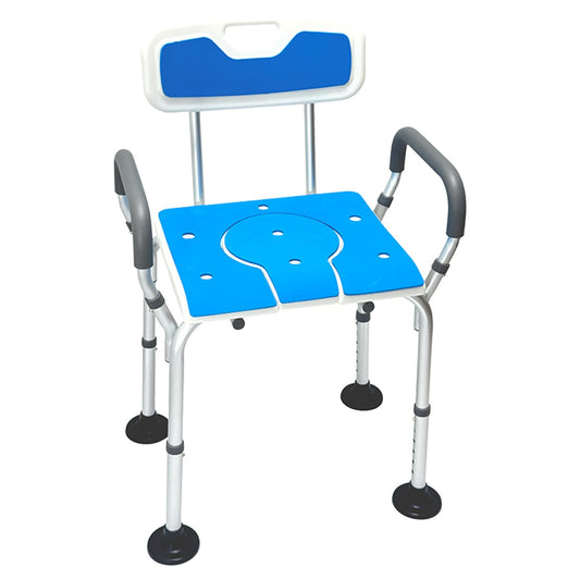 Orthonica Height Adjustable Commode Shower Chair Aluminium Armrests