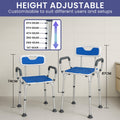 Orthonica Height Adjustable Commode Shower Chair Aluminium Armrests