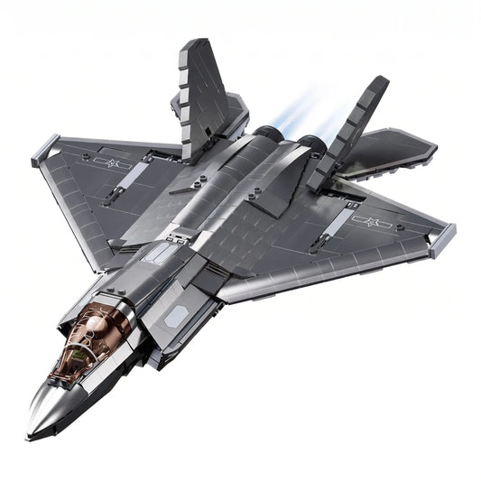 Sluban B1186 Model Kit 1:44 J35 Carrier Fighter Chinese Stealth Jet Plane Modern PLAAF Building Blocks DIY Set Toy