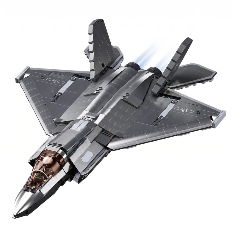 Sluban B1186 Model Kit 1:44 J35 Carrier Fighter Chinese Stealth Jet Plane Modern PLAAF Building Blocks DIY Set Toy