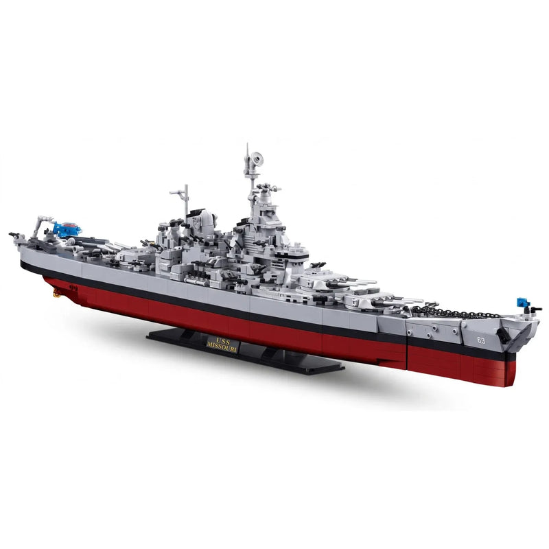 Sluban B1291 Model Kit 1:350 USS Missouri BB63 Mighty Mo Battleship Warship WWII Navy Vessel Boat Blocks DIY Set Toy